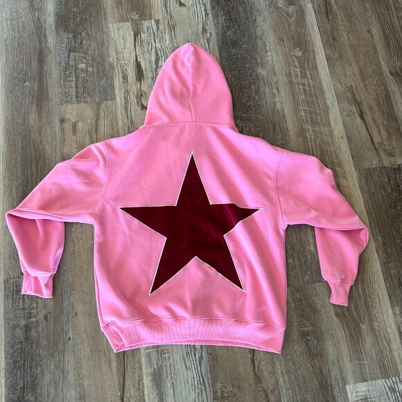Aelfric Eden Star Print Color Contrast hoodie pink size XS - Picture 2 of 4